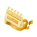 Isometric calendar childhood cancer day witch yellow ribbon isolated